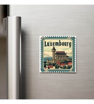 Lüksemburg Luxembourg - Posta Pulu Temalı Ülke - Baskılı Buzdolap Magneti Kare - 9x9 cm