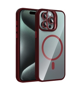 Joko Apple İphone 15 Pro Max Remim Lensli Magsafe Standlı Kapak - Bordo
