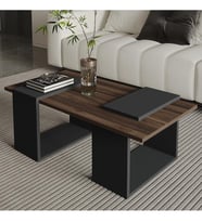 Matris Modern Orta Sehpa – Geometrik Tasarım ve Şık Detaylar (Antrasit - Ceviz)