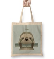 Geometric Animal Sloth Bez Çanta Uzun Saplı