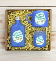 BK Gift Kişiye Özel İsimli DTF Best Friend Temalı Mavi Kahve Fincanı & Kolonya & Mum Hediye Seti-2, Arkadaşa Hediye, Doğum Günü Hediyesi