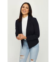 Kadın Tek Düğme Kapamalı Blazer Ceket (Lacivert)