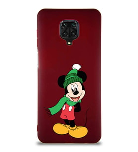 Xiaomi Redmi Note 9 Pro Soft Premier Kapak Mickey Mouse-G Tasarımlı Silikon Kılıf - Mürdüm (Şeffaf)