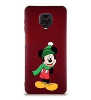 Xiaomi Redmi Note 9 Pro Soft Premier Kapak Mickey Mouse-G Tasarımlı Silikon Kılıf - Mürdüm (Şeffaf)