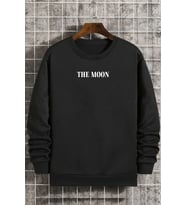 Unisex The Moon Bisiklet Yaka Sweatshirt (Siyah)