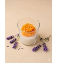 AYD  Bardak Mum Sevgili Hediye Çiçek Doğum Günü  Solmaz Gül Buketi  Kutulu Mum Gül Model Çiçek Buketli Gül Kokulu Hediyelik Mum (Kırmızı-Turuncu)