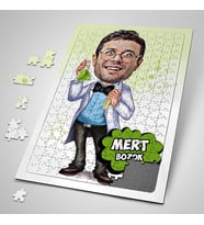 Kişiye Özel Hediye Kimyager Karikatürlü Puzzle