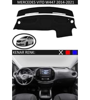 Mercedes Vito W447 2014-2021 İçin Uygun Torpido Koruma Halısı Siyah Kenar Renk Siyah