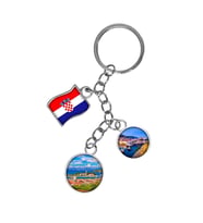 Hırvatistan Üçlü Epoksi Metal Çift Taraflı Damla Anahtarlık Croatia (Çok Renkli)