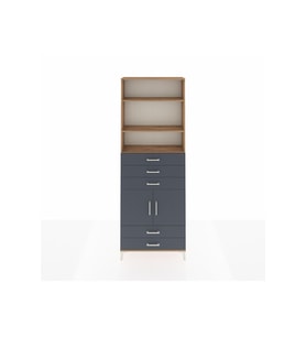 Arges Dolap 4 Raflı 5 Çekmeceli 2 Kapaklı 88x30x243 Çam-Antrasit