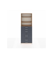 Arges Dolap 4 Raflı 5 Çekmeceli 2 Kapaklı 88x30x243 Çam-Antrasit