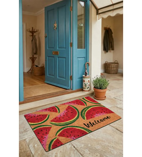 Valerine Life Kapı Önü Paspası 45x70cm Kaymaz Taban Dekoratif iç Dış Mekan Karpuz Dilimi Desenli