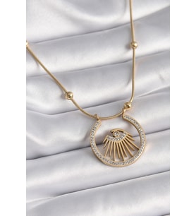 316L Çelik Gold Renk Zirkon Taşlı Göz Model Kadın Kolye 5886 - HPSBYI3865-7961