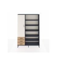 Arges Dolap 9 Raflı 3 Çekmeceli 3 Kapaklı 132x30x195 Antrasit-Aytaşı/Çam