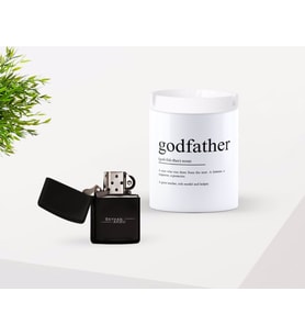 BK Gift Kişiye Özel Babalar Günü Hediyesi Baba Godfather Tasarımlı Seramik Kül Tablası ve Benzinli Çakmak Seti-1 (Model 1)