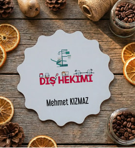Kişiye Özel Diş Hekimi Bardak Altlığı Tıp Bayramı Hediyesi (Bej)