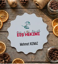 Kişiye Özel Diş Hekimi Bardak Altlığı Tıp Bayramı Hediyesi (Bej)