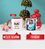 Diyaliz Teknikerine Hediye Diyaliz Teknikeri Kupa Bardak Kırmızı Fotoğraflı