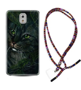 Samsung Note 3 4 5 8 9 20 Ultra 10 Lite Kılıf Boyun Asklı Rasta Silikon Flowers Cat 1345