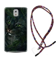 Samsung Note 3 4 5 8 9 20 Ultra 10 Lite Kılıf Boyun Asklı Rasta Silikon Flowers Cat 1345