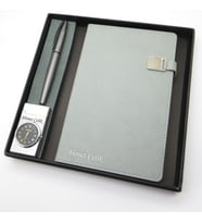 Signator® Codex  N342 Kişiye Özel Defterli Set - İsme Özel Gri Kalem + İsme Özel Gri Defter + İsme Özel Gümüş Çakmak  İsme Özel Kutusunda Hediyelik Set (Karışık)