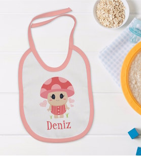 BK Kids Kişiye Özel Pembe Bebek Mama Önlüğü - Model 123