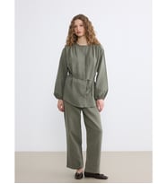 LCW Modest Haki Beli Lastikli Geniş Paça Kadın Pantolon