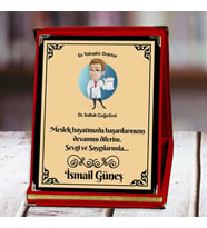 Doktor Baskılı Plaket (5. Tasarım)  Kişiye Özel (Kırmızı)