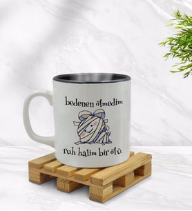 Bk Gift Ruh Halim Bir Ölü Tasarımlı İçi Siyah Renkli Kupa Bardak Model 1