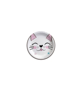 Miss Cat Temalı Karton Tabak Kedi Baskılı 23 Cm 8 Adet