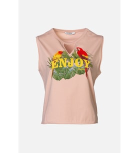 VİGOSS KADIN BASKILI SIFIR KOL T-SHIRT 11921-03370