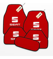 SEAT Logolu 5 Parça Oto Halı Paspas – Şık, Kaymaz, Kolay Temizlenir, Araca Uyumlu Otomobil Zemin Seti (Kırmızı)