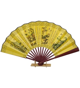 Çin Bambu Keten Kumaş Yelpaze BK02 Büyük Boy 60cm No.2