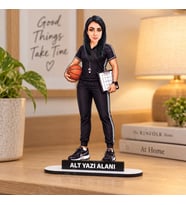 Kişiye Özel Basketbol Antrenörü Karikatürlü 18 cm MDF Masaüstü Biblo - Antrenör Hediyesi Spor Hocasına ve Teknik Direktöre Hediye