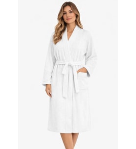 Kimono Yaka Unisex Pamuklu Tek Kişilik Bornoz Beyaz