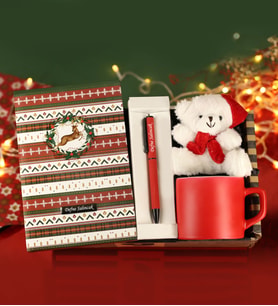 YILBAŞINA Kişiye Özel Desenli Defter & Kişiye Özel Tükenmez Kalem & Ayıcık Anahtarlık & Nescafe Kupa Bardak Hediye Seti