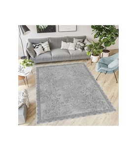 Rovigo Home Dijital Baskı Yıkanabilir Kaymaz Taban Salon Halısı RVG1920 (Gri)