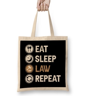 Eat Sleep Law Repeat 01 Bez Çanta Uzun Saplı