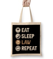 Eat Sleep Law Repeat 01 Bez Çanta Uzun Saplı