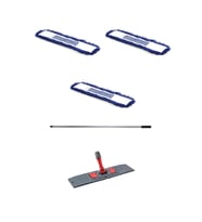 Orlon Mavi Statik Toz Mop Takımı Seti - 50 Cm. - 3 Adet Mop + Mop Tutucu + Sap - 1 Takım