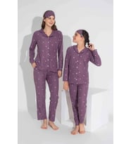 Yeni Sezon Sonbahar/Kış Kız Çocuk Yıldız Desenli Süet Pijama Takımı 2724-10 Lila