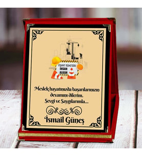 İnşaat Mühendisi Baskılı Plaket (2. Tasarım)  Kişiye Özel (Kırmızı)