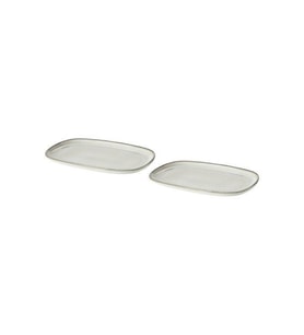 Gladelıg Tabak Seti, Gri Renk 20x13 cm, 2 Adet Servis-Sunum Tabağı Stoneware