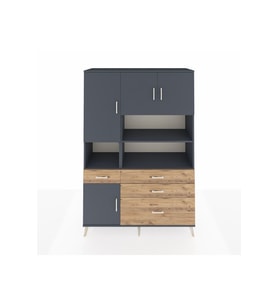 Hyperion Dolap 9 Raflı 4 Çekmeceli 4 Kapaklı 132x44x195 Antrasit-Antrasit/Çam
