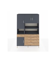 Hyperion Dolap 9 Raflı 4 Çekmeceli 4 Kapaklı 132x44x195 Antrasit-Antrasit/Çam