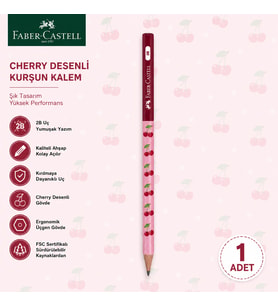 Faber-Castell Cherry Desenli Kurşun Kalem 1 Adet 2B Yuvarlak Gövde