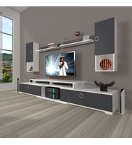 Decoraktiv Flex 5DA130 Mdf Gold Tv Ünitesi Tv Sehpası - Beyaz Antrasit (Beyaz - Antrasit)