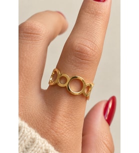 Oval Zincirli Tasarım Ayarlanabilir Kadın Çelik Yüzük Gold/Gümüş Kararmaz Renk Atmaz