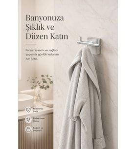 F1 Model Krom Bornoz ve Havlu Askısı Paslanmaz Çelik Banyo Havluluk