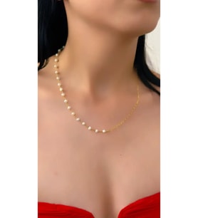 İthal İnci Özel Kesim Zicirin Buluşumu 925 Ayar (Gold)